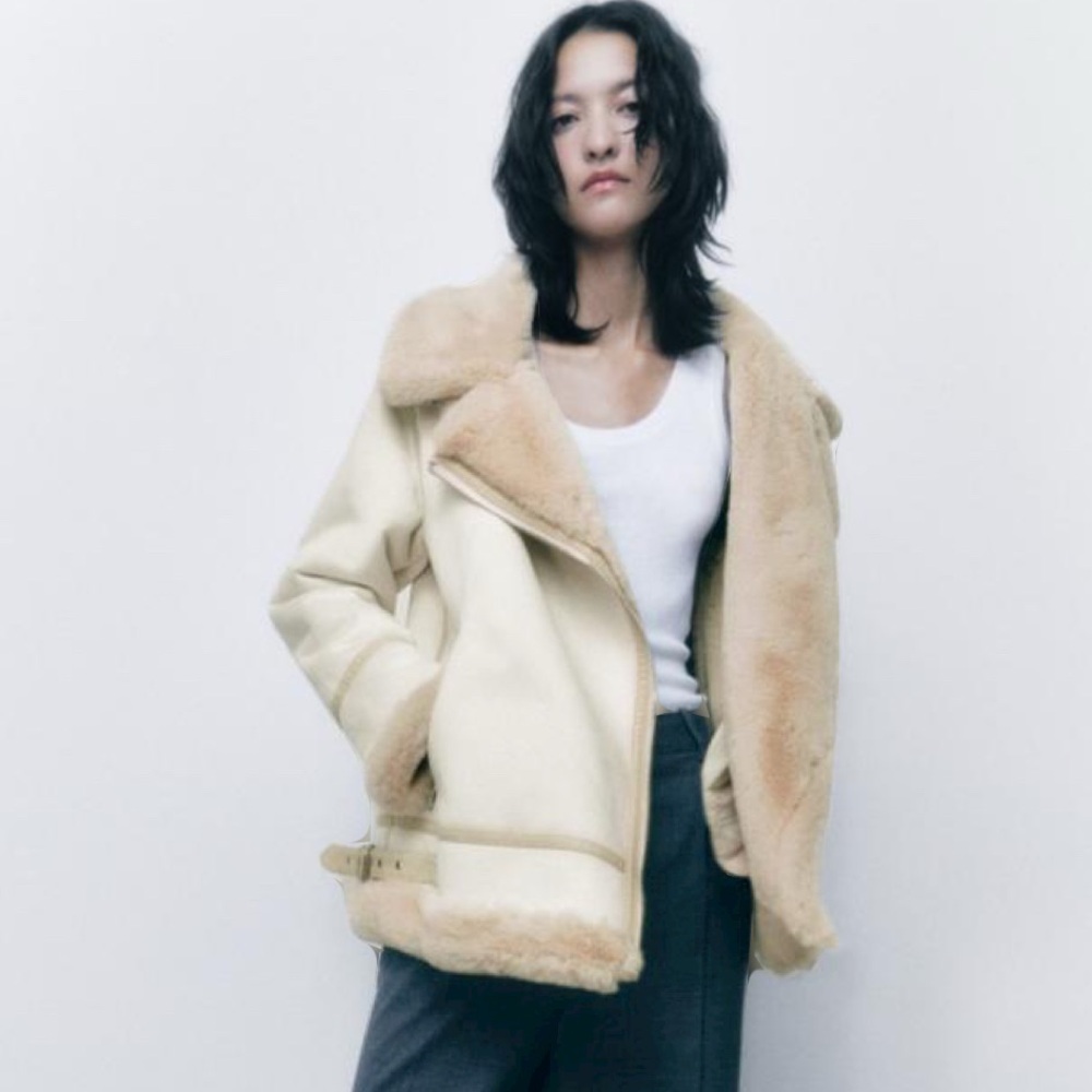 Zara Cream Shearling Jacket